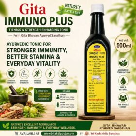 Ayurvedic immunity booster, herbal health tonic, Ayurvedic strength tonic, immunity support syrup, Ayurvedic wellness drink, stamina enhancer, daily vitality tonic, Gita Immuno Plus, Ayurvedic energy booster, herbal immunity tonic India