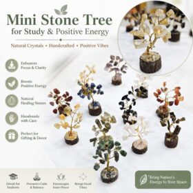 mini stone tree, crystal tree, gemstone tree, positive energy tree, study decor, office decor, healing crystals, vastu tree, feng shui tree, crystal gift, lucky tree, desk decor, meditation decor, handmade tree, spiritual decor