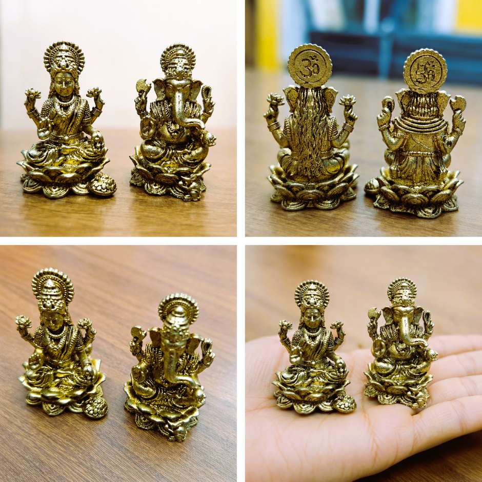 Lakshmi Ganesh Brass Idol, Panch Dhatu Lakshmi Ganesh Murti, Mini Brass Lakshmi Ganesh, Diwali Pooja Idol Set, Lakshmi Ganesh Statue for Home Temple, Brass Ganesh Lakshmi Murti, Small Brass Idol, Diwali Gift, Home Mandir Idol, Office Temple Idol, Panchdhatu Murti, Lakshmi Ganesh Decorative Idol, Spiritual Gift, Brass God Idol, BhaktiPooja Lakshmi Ganesh.