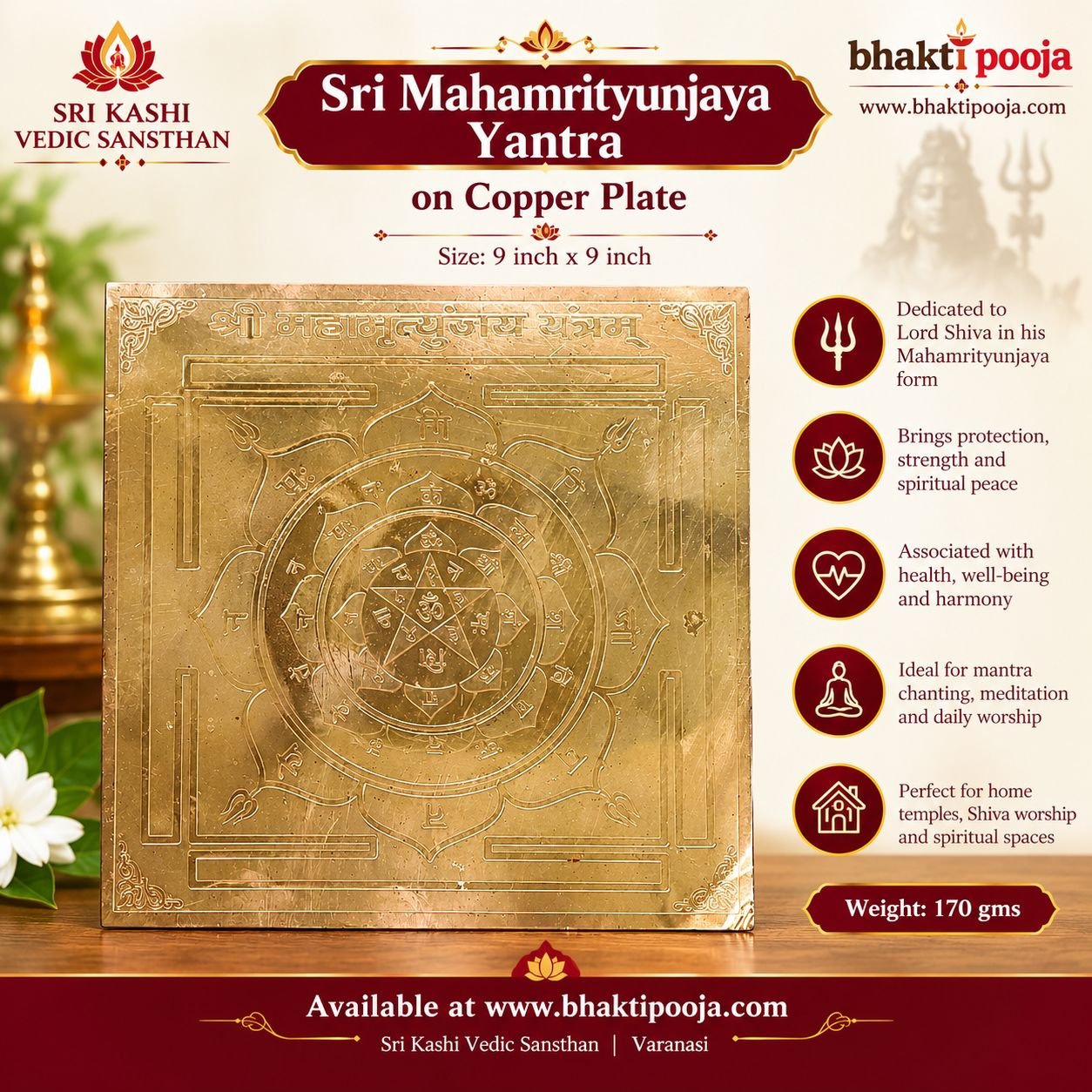 ri Mahamrityunjaya Yantra, Mahamrityunjaya Yantra on Copper Plate, Mahamrityunjaya Yantra 9x9 Inch, Copper Mahamrityunjaya Yantra, Shri Mahamrityunjaya Yantra, Mahamrityunjaya Shiva Yantra, Lord Shiva Yantra, Mahamrityunjaya Mantra Yantra, Engraved Copper Yantra, Mahamrityunjaya Yantra for Pooja, Shiva Yantra for Home Temple, Mahamrityunjaya Yantra for Worship, Copper Yantra Plate, Hindu Pooja Yantra, Sacred Yantra for Meditation, Shiva Sadhana Yantra, Yantra for Spiritual Protection, Yantra for Peace and Well-being, Mahamrityunjaya Yantra for Home, Vastu Yantra, Religious Copper Plate, Shiva Pooja Items Online, Buy Mahamrityunjaya Yantra Online, Mahamrityunjaya Yantra India, Sri Kashi Vedic Sansthan,